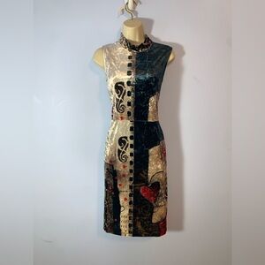 Simply art Dolcezza crushed velvet abstract Multicolor Sleeveless Dress med